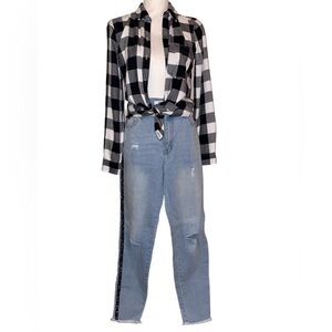 AMP Skinny Jeans Light Wash Blue Denim & Snakeskin Stripe in Size 10